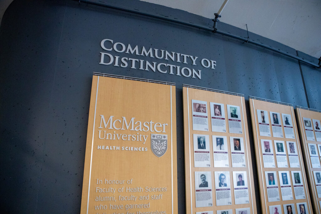 Community of Distinction Wall at McMaster Health Sciences