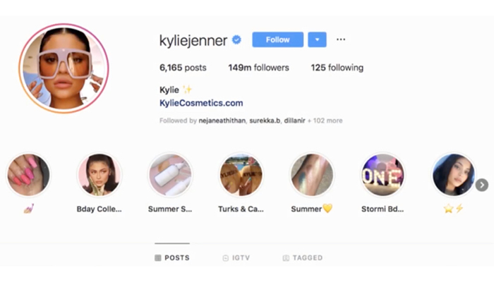 Kylie Jenner instagram profile