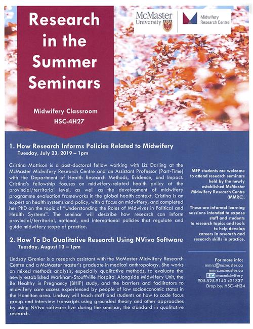 Research in the Summer Seminars Faculty of Health Sciences