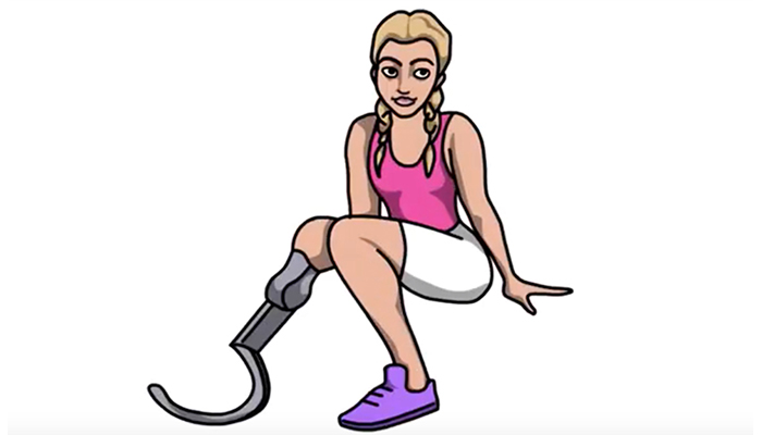 Cartoon of a woman with an amputated leg
