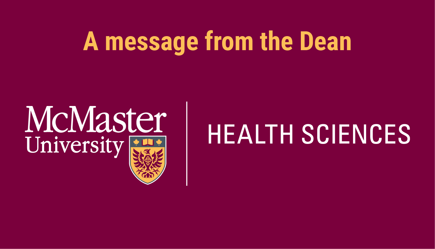 A message from the Dean of the Faculty of Health Sciences