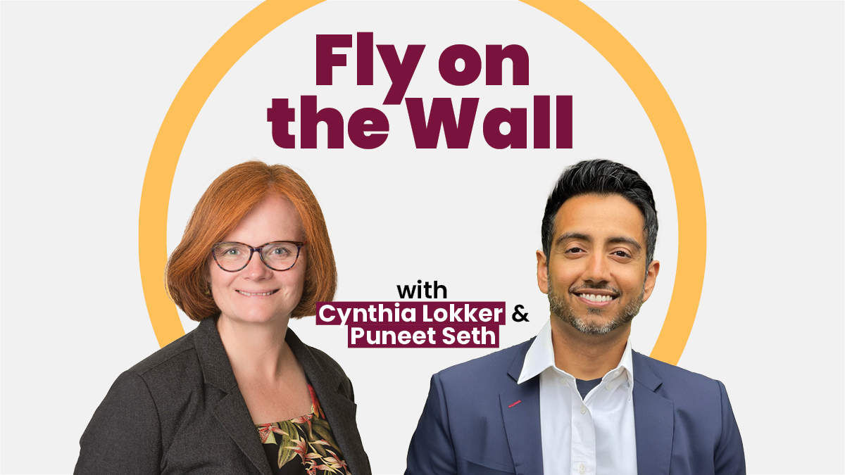 Cynthia Lokker and Puneet Seth can be seen in composite image for the McMaster University series Fly on the Wall.