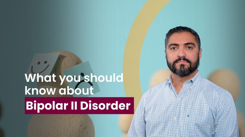 Fabiano Gomes to the right of text: What you should know about Bipolar II Disorder.